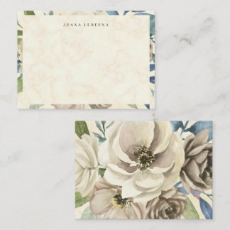 Blush Rose Garden Watercolor Floral Flat Note Card Anteckningskort