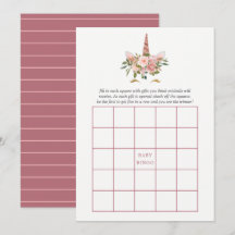 Blush & Rose Guld Blommig Enhörning Baby Shower Bi
