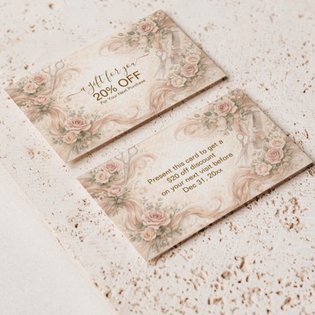 Blush Rose Hårstudio Illustration Rabattkort (Skapare uppladdad)