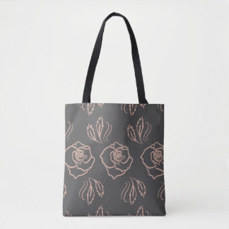 Blush Rose Linje Konst / Elegant Blomma Tygkasse