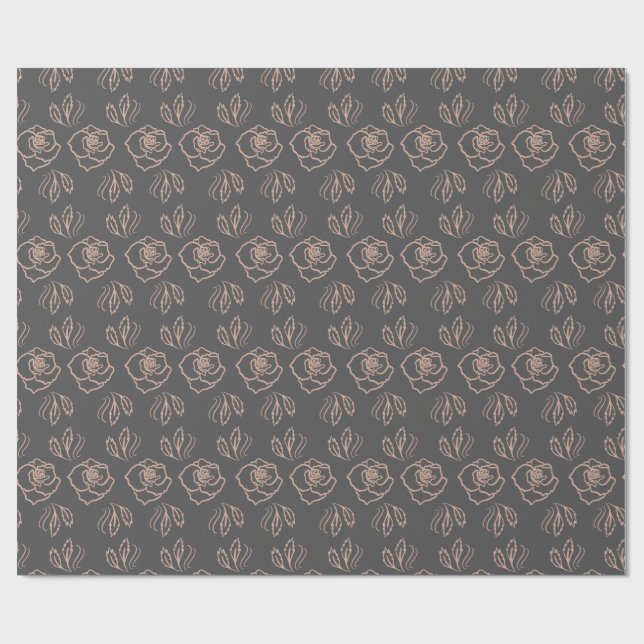 Blush Rose Linje Konst / Elegant Blommig Presentpapper (Platt)