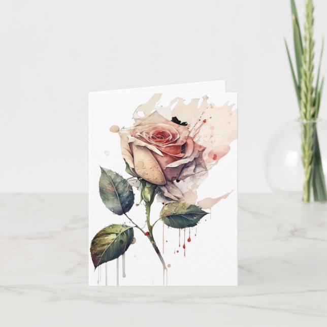 Blush Rose Love Card Tack Kort (Framsida)