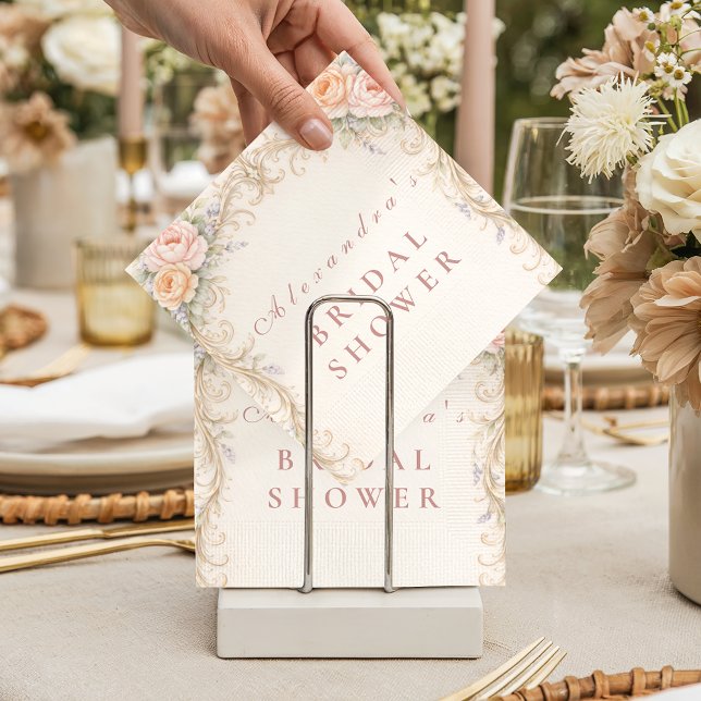 Blush Rose Ornate Baroque Bridal Shower Pappersservett (Skapare uppladdad)