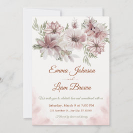 Blush Rose & Peach Floral Wedding Invitation Inbjudningar
