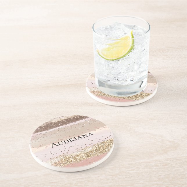 Blush Rose Pink Chocolate Gold Glitter Birthday Underlägg (Sidan)