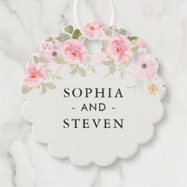 Blush Rose-Themed Elegant Wedding Gåvor Etiketter