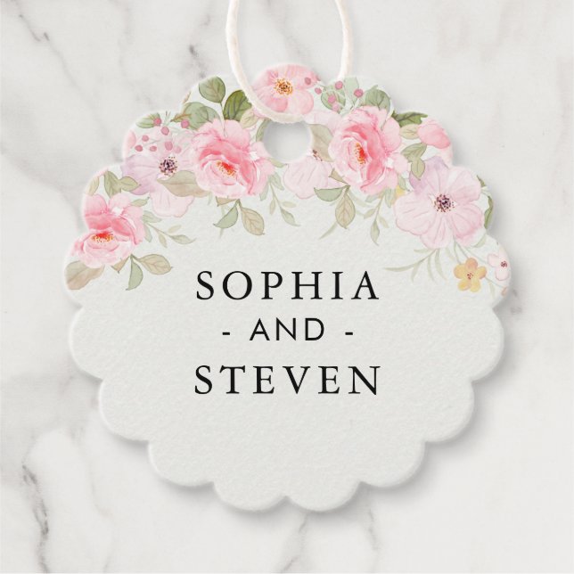 Blush Rose-Themed Elegant Wedding Gåvor Etiketter (Framsida)