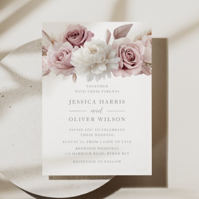 Blush Roses Beautiful Wedding  Inbjudningar (Skapare uppladdad)