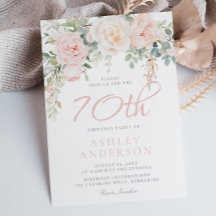 Blush & Sage Elegant Floral 70 Birthday Party