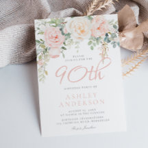 Blush & Sage Elegant Floral 90 Birthday Party