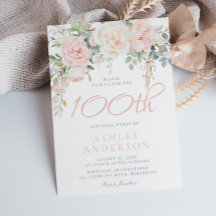 Blush & Sage Elegant Flowers 100th Birthday Party