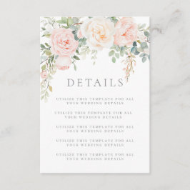 Blush & Sage Floral Wedding Details Enclosure Card Tilläggskort
