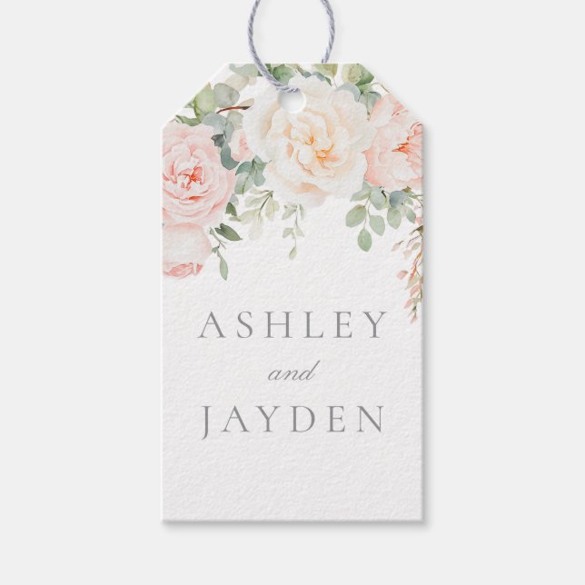 Blush & Sage Floral Wedding Presentetikett (Framsidan)