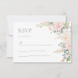 Blush Sage Floral Wedding Response RSVP Card OSA Kort