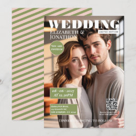 Blush & Sage Green Magasin Bröllopsfoto Inbjudningar