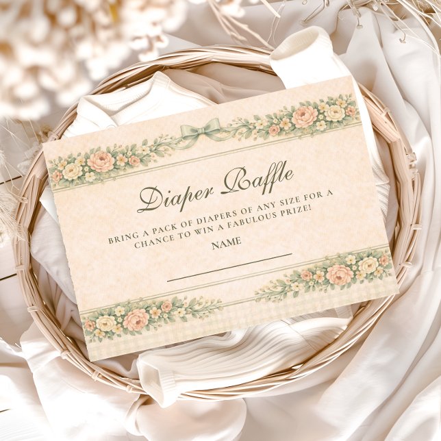 Blush Sage Rose Båge Diapper Lotteri Tilläggskort (Skapare uppladdad)