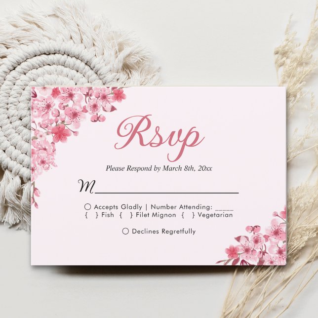 Blush Sakura Wedding – Spring Floral  RSVP OSA Kort (Skapare uppladdad)