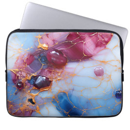 Blush & Sapphire Marble with Gold Veins Laptop Fodral