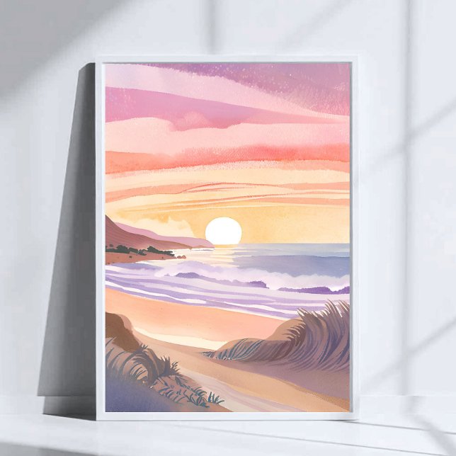 Blush Sea Sunset | Beach Watercolor Painting Poster (Skapare uppladdad)