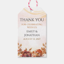 Blush Sepia Botanical Autumn Wedding Favor Tag