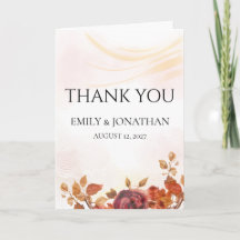 Blush Sepia Botanical Autumn Wedding Thank You