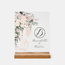 Blush Sheer Bow Rose Bouquet-Monogrammerad