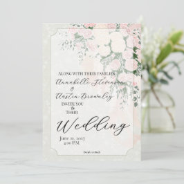 Blush Sheer Bow Rose Wisteria Cascading Bouquet Inbjudningar
