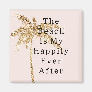 Blush Shell Glam Guld Glitter Palmträd Magnet