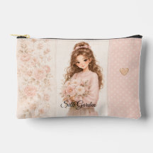 Blush Silk Garden Blommig Kosmetikväska redigerbar