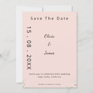 Blush Silk Pink Whispered Peta Modern ScriptFloral Spara Datumet