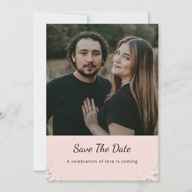 Blush Silk Rosa Viska Modern Script foto Spara Datumet (Framsida)