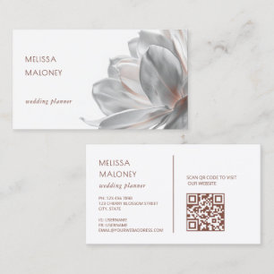 Blush Silver Magnolia Vit QR-kod Businesskort Visitkort