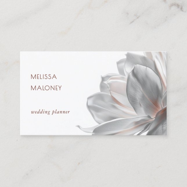 Blush Silver Magnolia White Business Card Visitkort (Framsida)