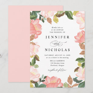 Blush Spring Floral Bröllop Inbjudningar