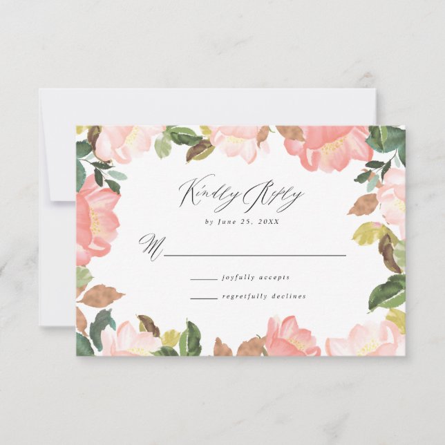 Blush Spring Floral | Bröllopssvarskort OSA Kort (Framsida)