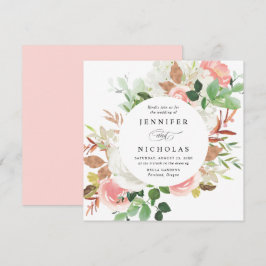 Blush Spring Floral | Cirkulär ram bröllop Inbjudningar