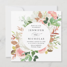 Blush Spring Floral | Cirkulär ram bröllop Inbjudningar