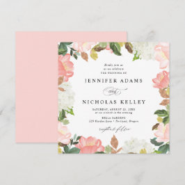 Blush Spring Floral | Fyrkantig Bröllopsinbjudan Inbjudningar