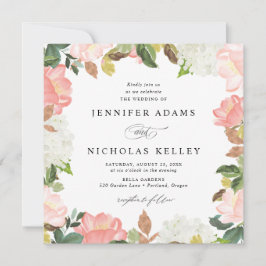Blush Spring Floral | Fyrkantig Bröllopsinbjudan Inbjudningar