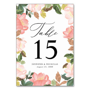 Blush Spring Floral Personlig Bröllopsdekor Bordsnummer