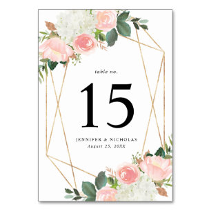 Blush Spring Floral Personlig Bröllopsdekor Bordsnummer