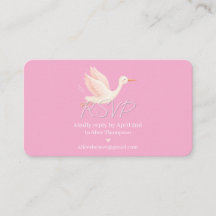 Blush Stork RSVP Baby Shower-kort