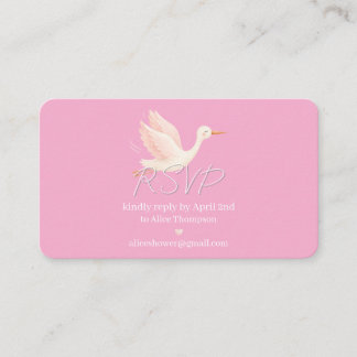 Blush Stork RSVP Baby Shower-kort Tilläggskort