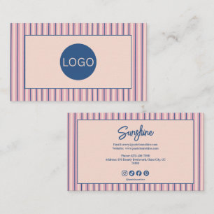 Blush Stripe Boutique Monogram Visitkort