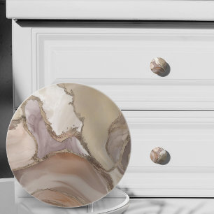 Blush Taupe flytande marmor och guld  Knopp