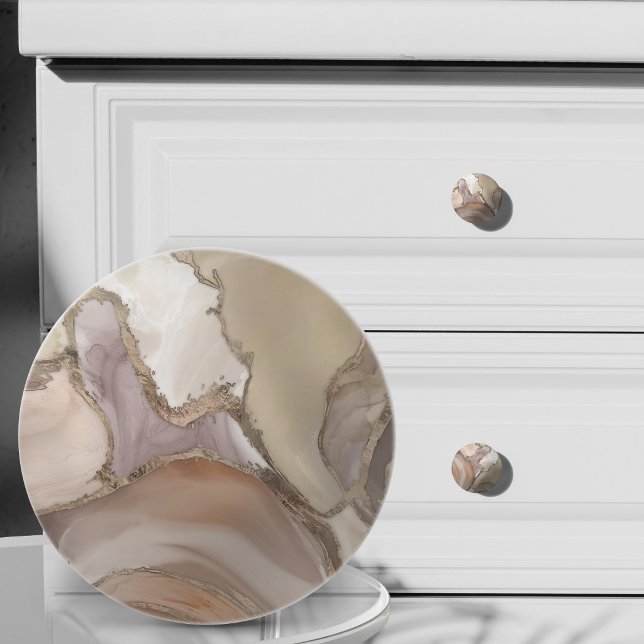 Blush Taupe flytande marmor och guld  Knopp (Skapare uppladdad)