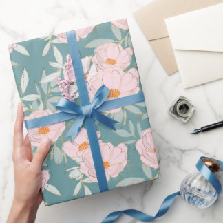 Blush Teal Trädgård Presentpapper