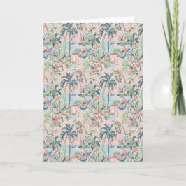 Blush Tropical Toile Välkomstkort, Palm Scener Kort