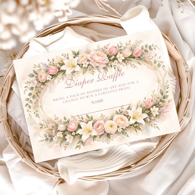 Blush Tulip And Lily Garden Diapper Raffle Tilläggskort (Skapare uppladdad)