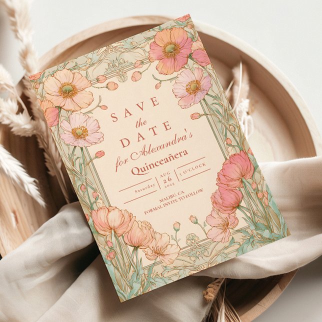 Blush Vallmo Quinceañera Spara Datumet (Skapare uppladdad)